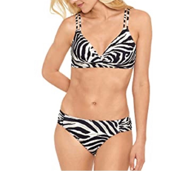 Lauren Ralph Lauren Zebra Shirred Side Tab hipster and underwire bikini size 6 - Picture 1 of 8